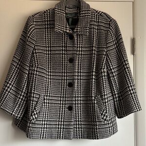 Ralph Lauren Black and White Houndstooth Swivel Coat